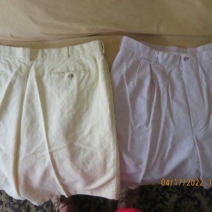 Linen Shorts, two pair.   Size 42"  Pale yellow and Khaki